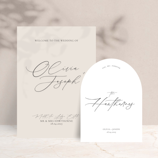 Olivia Wedding Welcome Sign Set of 2
