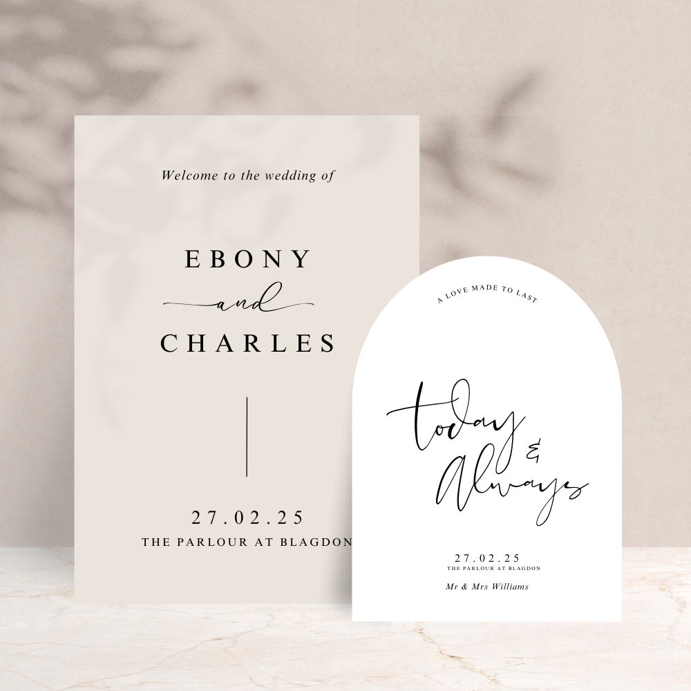 Ebony Wedding Welcome Sign Set of 2