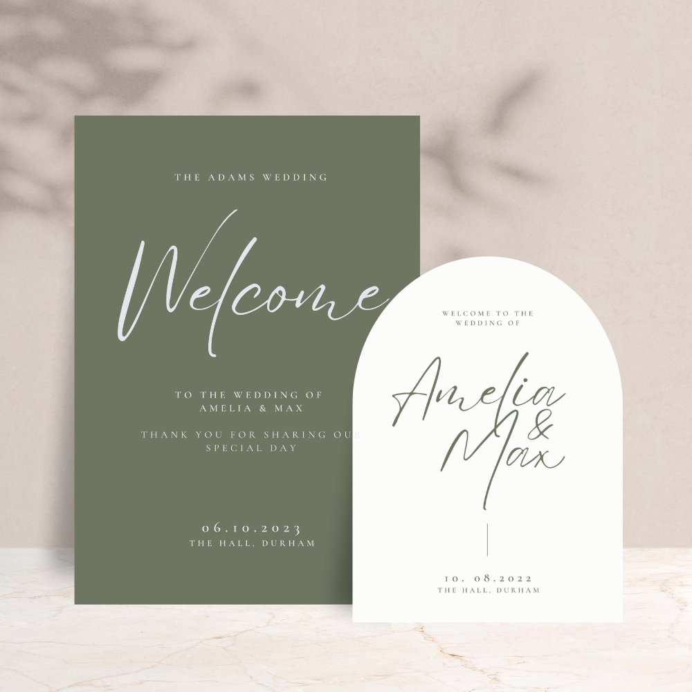 Amelia Wedding Welcome Sign Set of 2 - The Ivy Collection | Luxury Wedding Stationery
