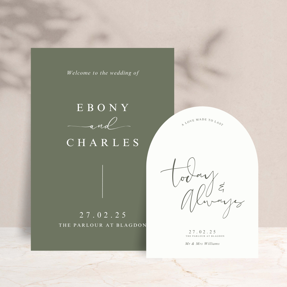 Ebony Wedding Welcome Sign Set of 2