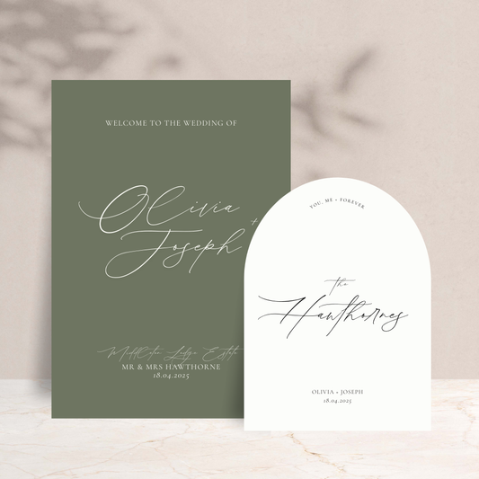 Olivia Wedding Welcome Sign Set of 2