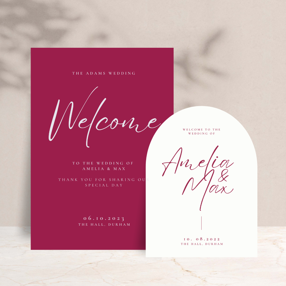 Amelia Wedding Welcome Sign Set of 2 - The Ivy Collection | Luxury Wedding Stationery