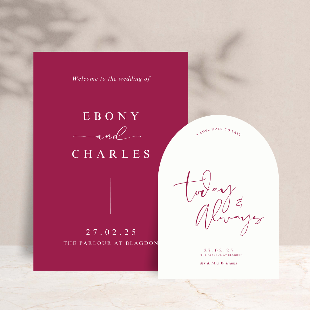 Ebony Wedding Welcome Sign Set of 2