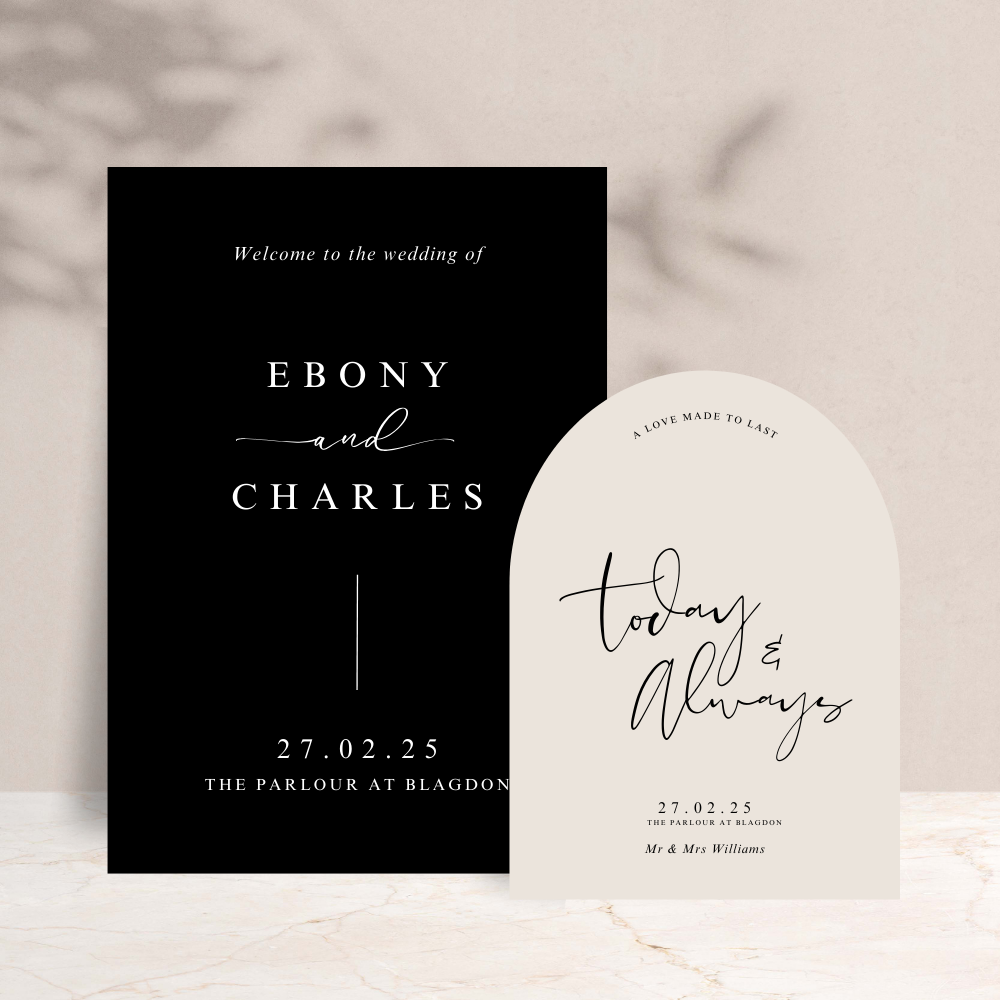 Ebony Wedding Welcome Sign Set of 2