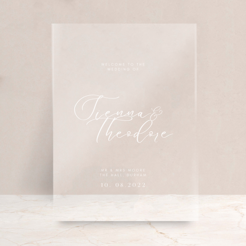 Sienna Wedding Acrylic Welcome Sign - The Ivy Collection | Luxury Wedding Stationery