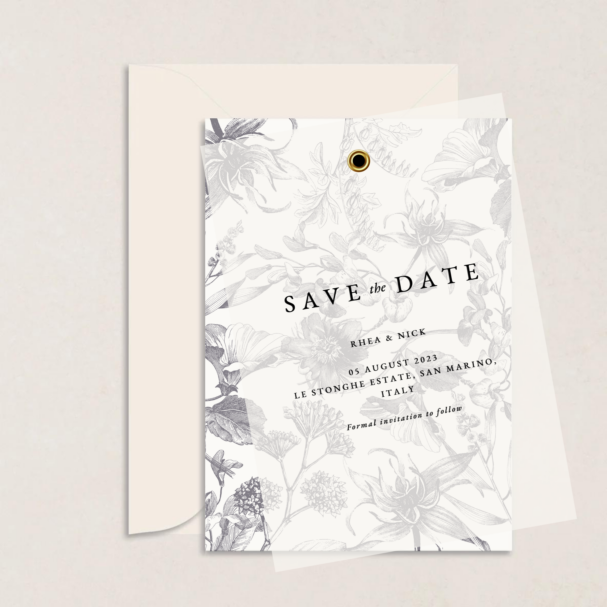 Rhea Layered Wedding Save the Date - The Ivy Collection | Luxury Wedding Stationery