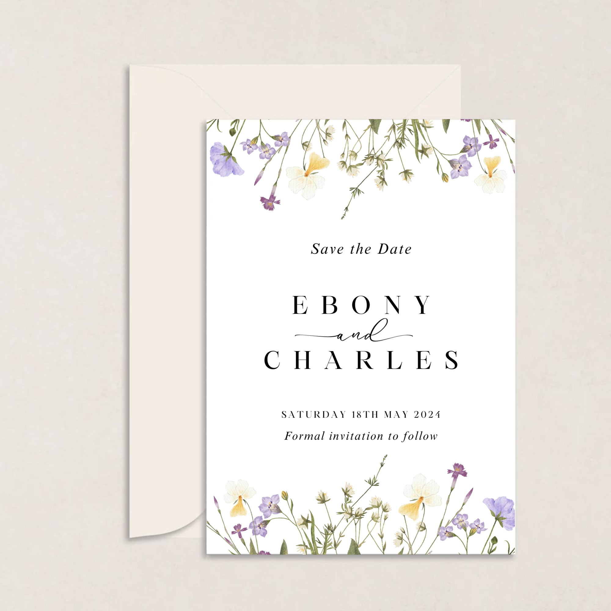 Ebony Wildflower Wedding Save the Date