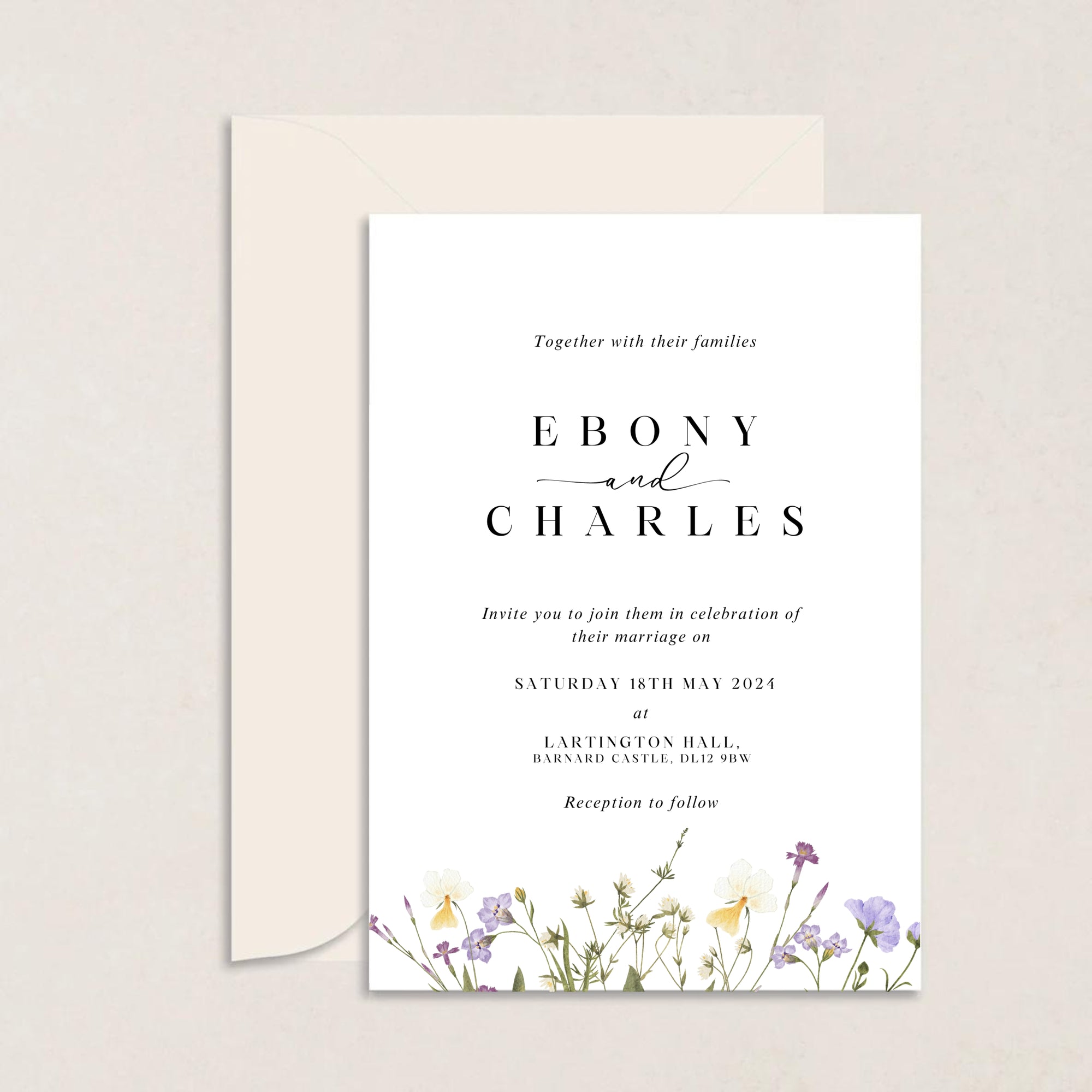 Ebony Wildflower Wedding Invitations