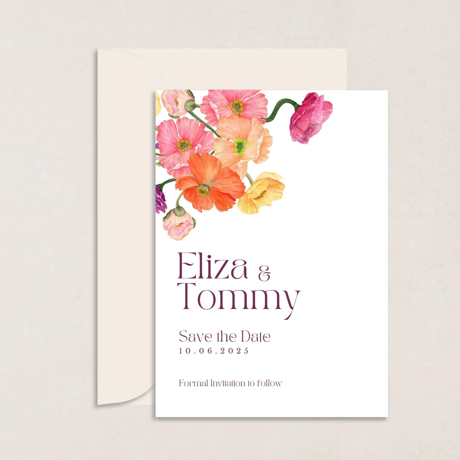 ELIZA Wildflower Wedding Save the Date - Wedding Invitations available at The Ivy Collection | Luxury Wedding Stationery
