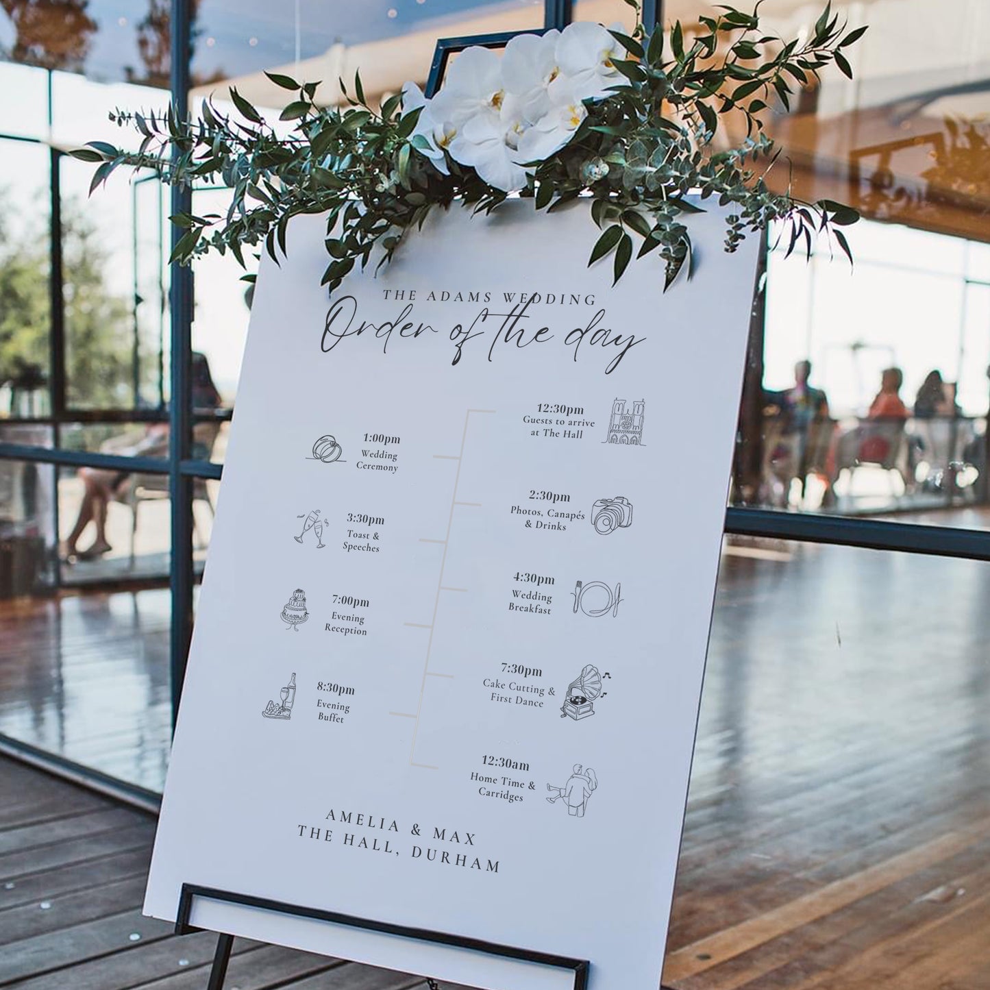 AMELIA Wedding Order of the Day Sign - Wedding Reception Stationery available at The Ivy Collection | Luxury Wedding Stationery