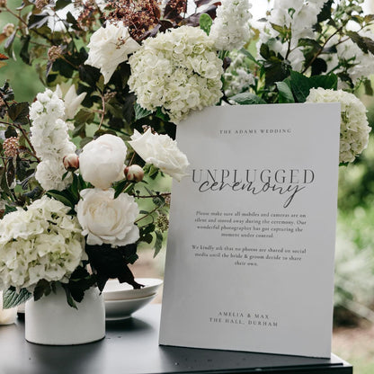 AMELIA Wedding Unplugged Ceremony Sign - Wedding Ceremony Stationery available at The Ivy Collection | Luxury Wedding Stationery