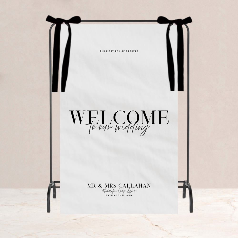 Rhi Wedding Welcome Fabric Sign - The Ivy Collection | Luxury Wedding Stationery
