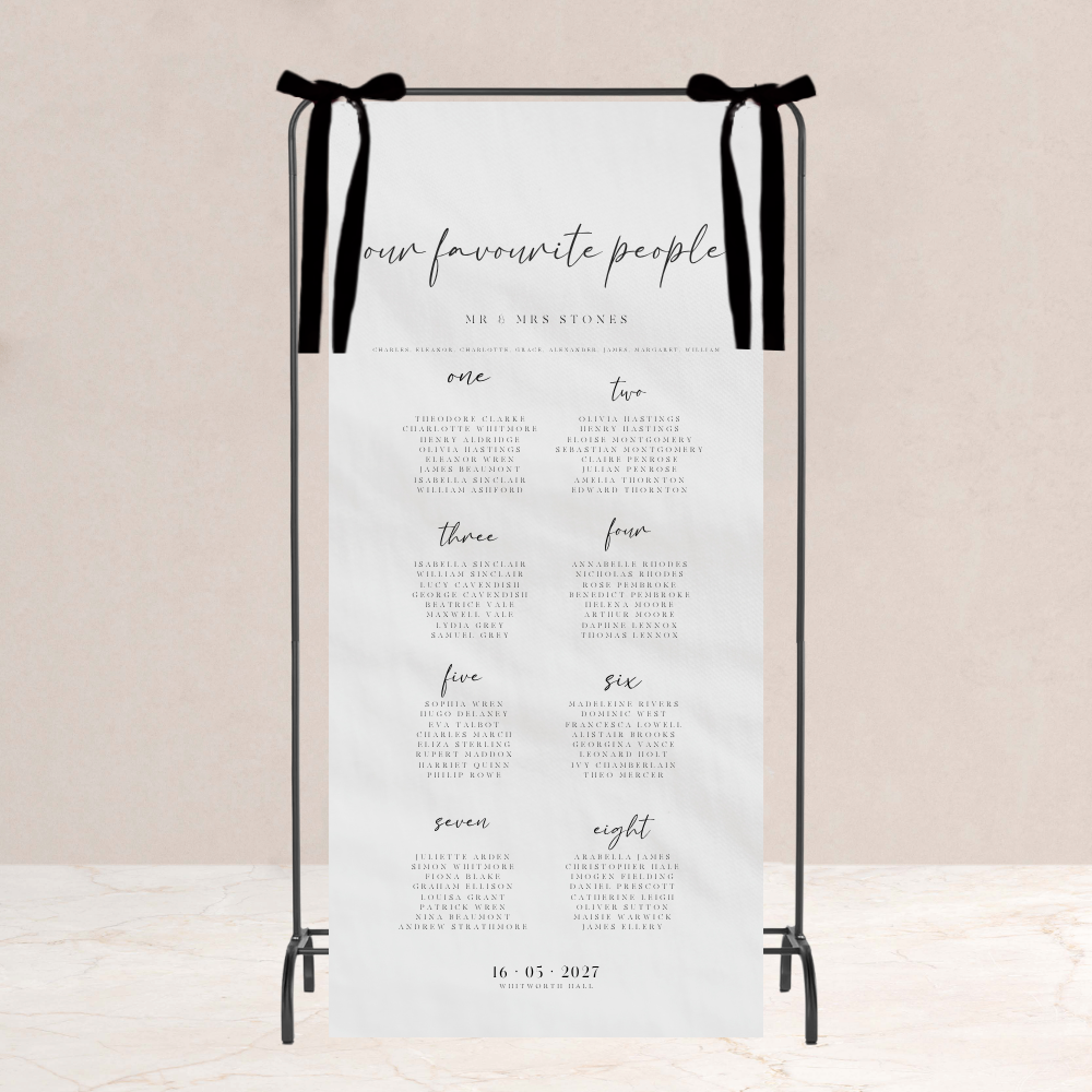 Grace Wedding Table Plan Fabric Sign