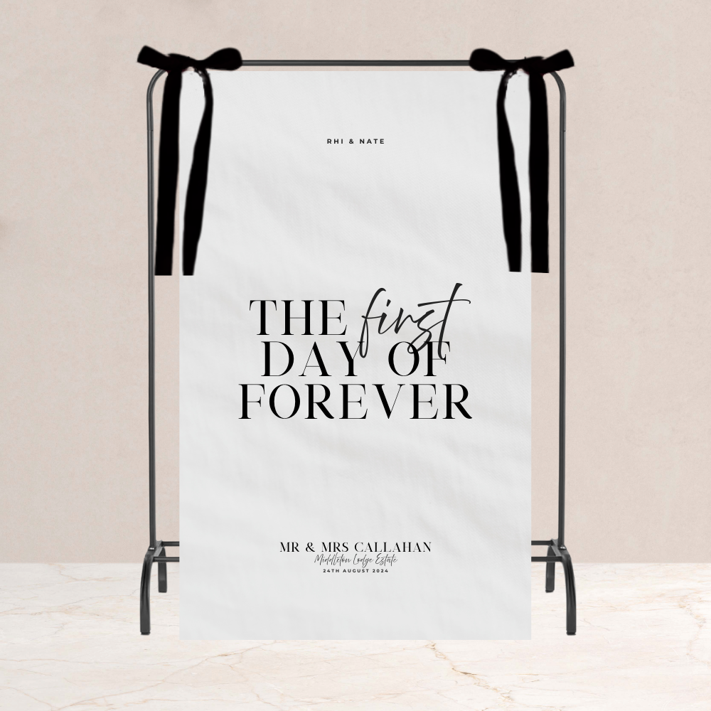 Rhi Wedding Fabric Welcome Sign - The Ivy Collection | Luxury Wedding Stationery