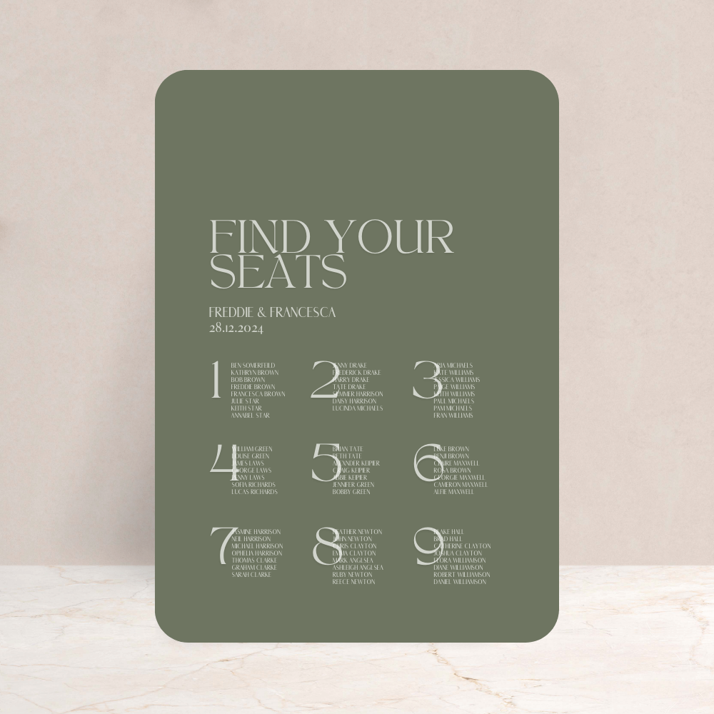 Francesca Wedding Table Plan Sign