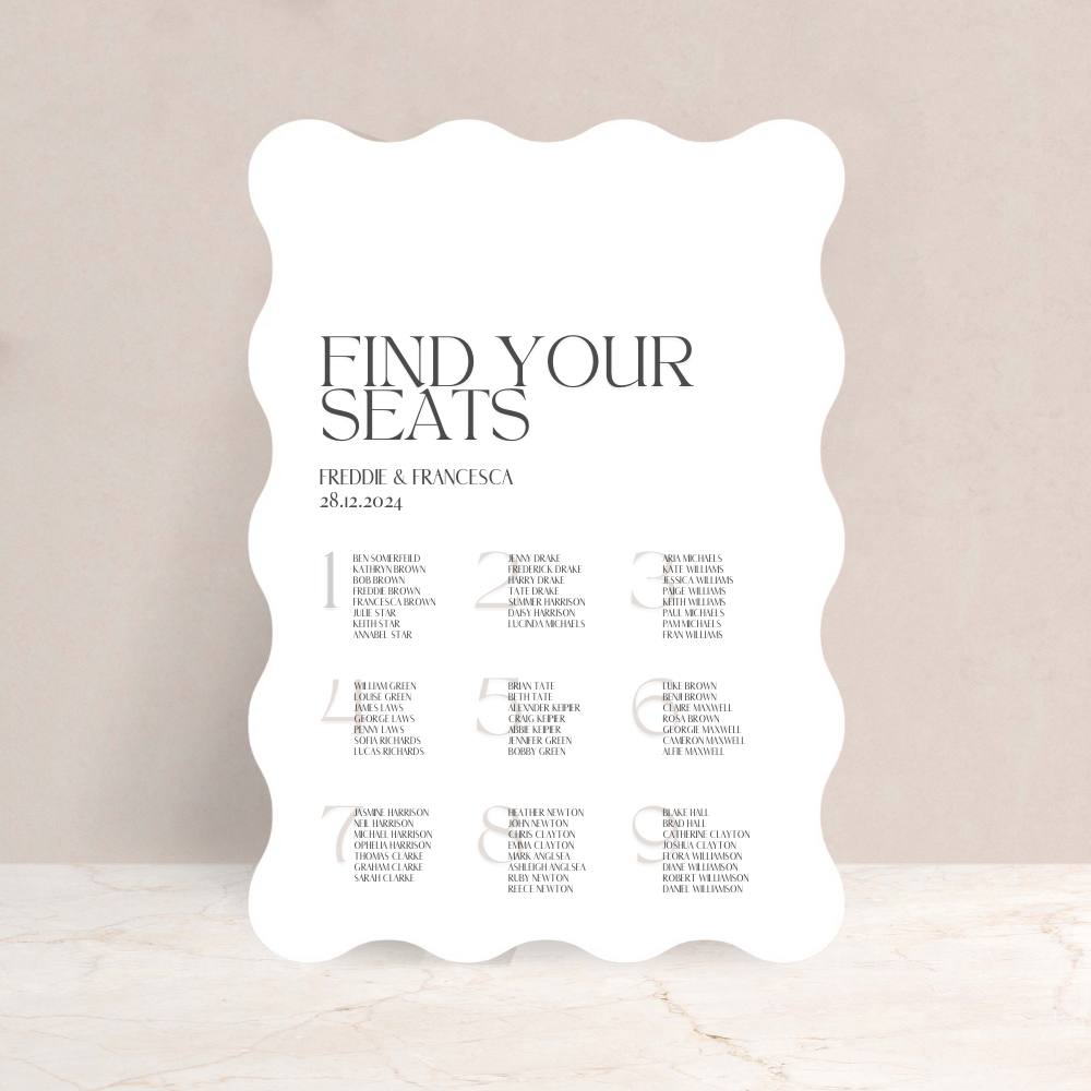Francesca Wedding Table Plan Sign