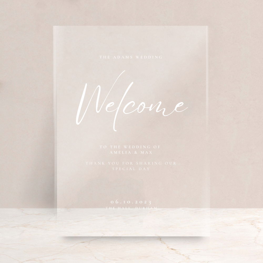 Amelia Wedding Acrylic Welcome Sign - The Ivy Collection | Luxury Wedding Stationery