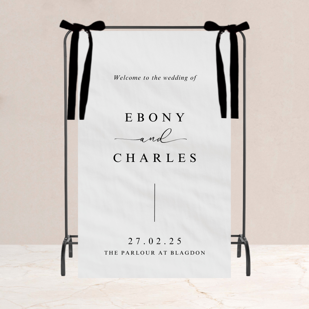 Ebony Wedding Welcome Fabric Sign