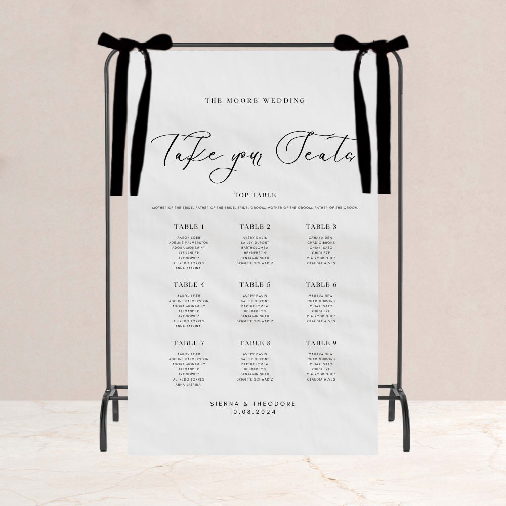 Sienna Wedding Table Plan Fabric Sign