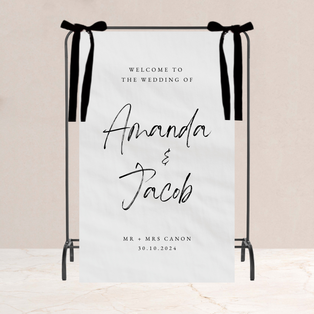 Amanda Wedding Fabric Welcome Sign - The Ivy Collection | Luxury Wedding Stationery