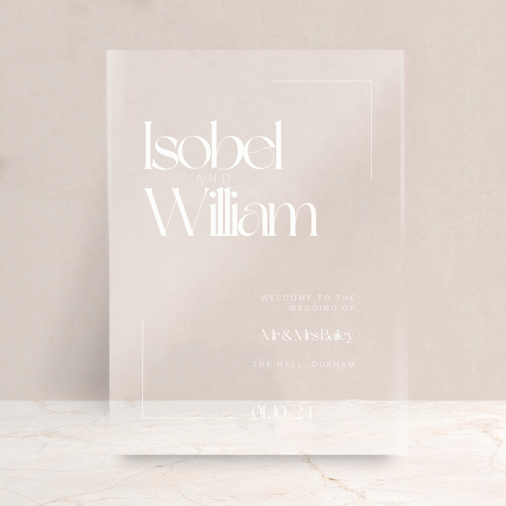 Isobel Wedding Acrylic Welcome Sign - The Ivy Collection | Luxury Wedding Stationery