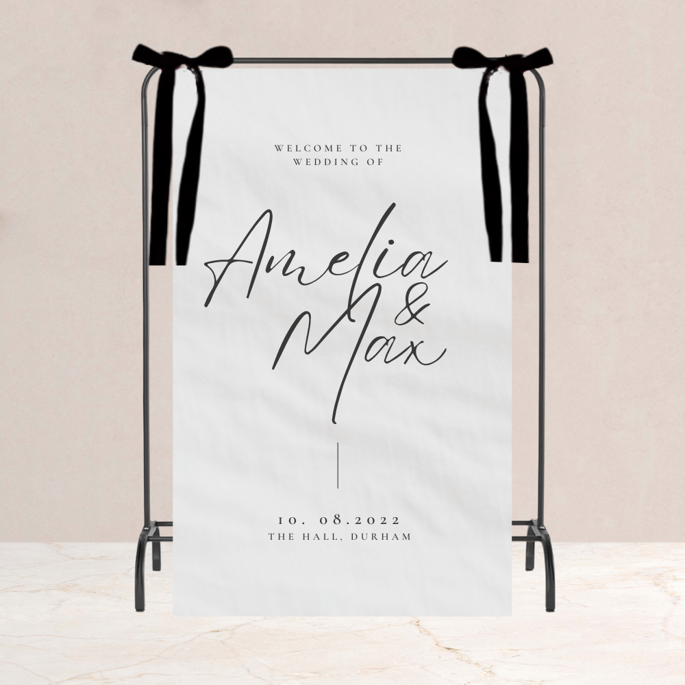Amelia Wedding Fabric Welcome Sign - The Ivy Collection | Luxury Wedding Stationery