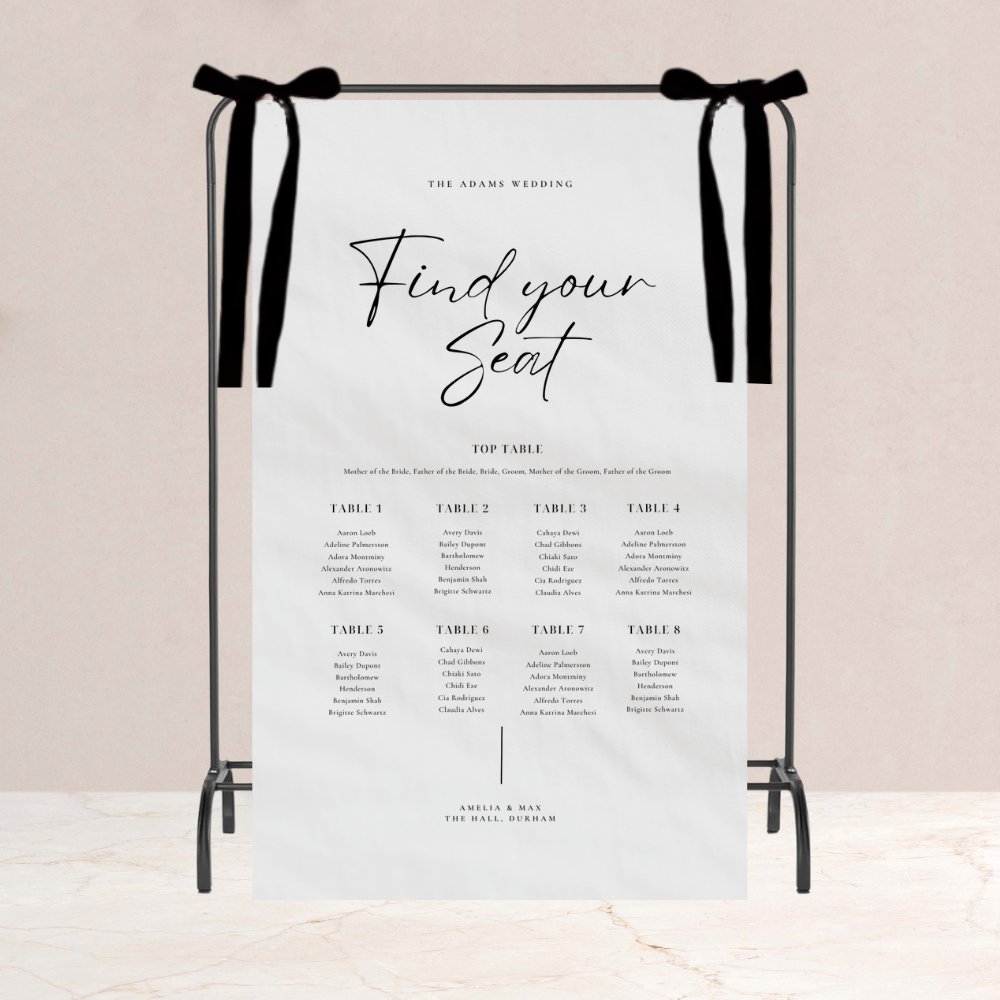 Amelia Wedding Table Plan Fabric Sign - The Ivy Collection | Luxury Wedding Stationery