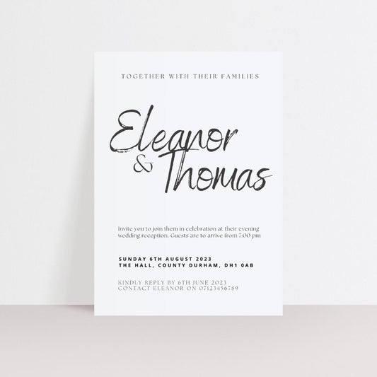 ELEANOR Wedding Evening Reception Invitation - Wedding Invitations available at The Ivy Collection | Luxury Wedding Stationery