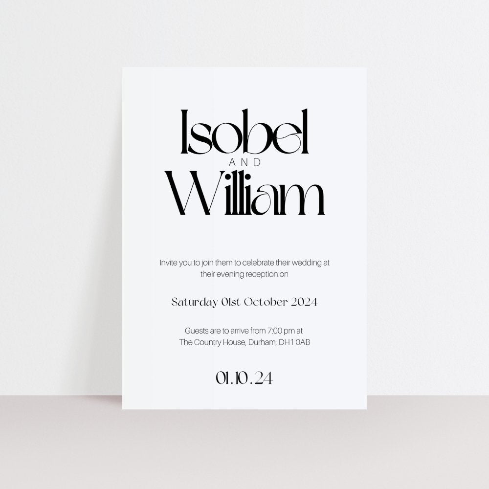 ISOBEL Wedding Evening Reception Invitation - Wedding Invitations available at The Ivy Collection | Luxury Wedding Stationery
