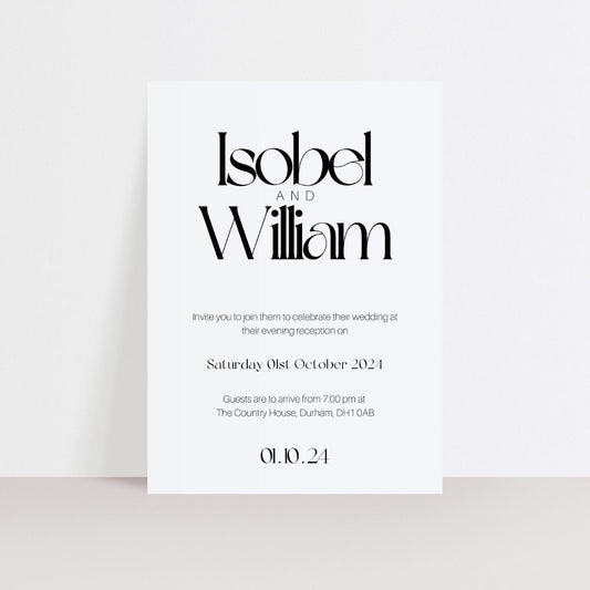 ISOBEL Wedding Evening Reception Invitation - Wedding Invitations available at The Ivy Collection | Luxury Wedding Stationery